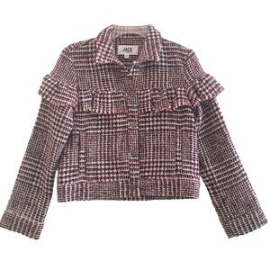 JACK BY BB DAKOTA Plaid Ruffled Cropped Wool Blend Jacket Size XS